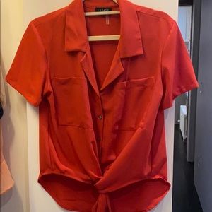 Button down tie blouse